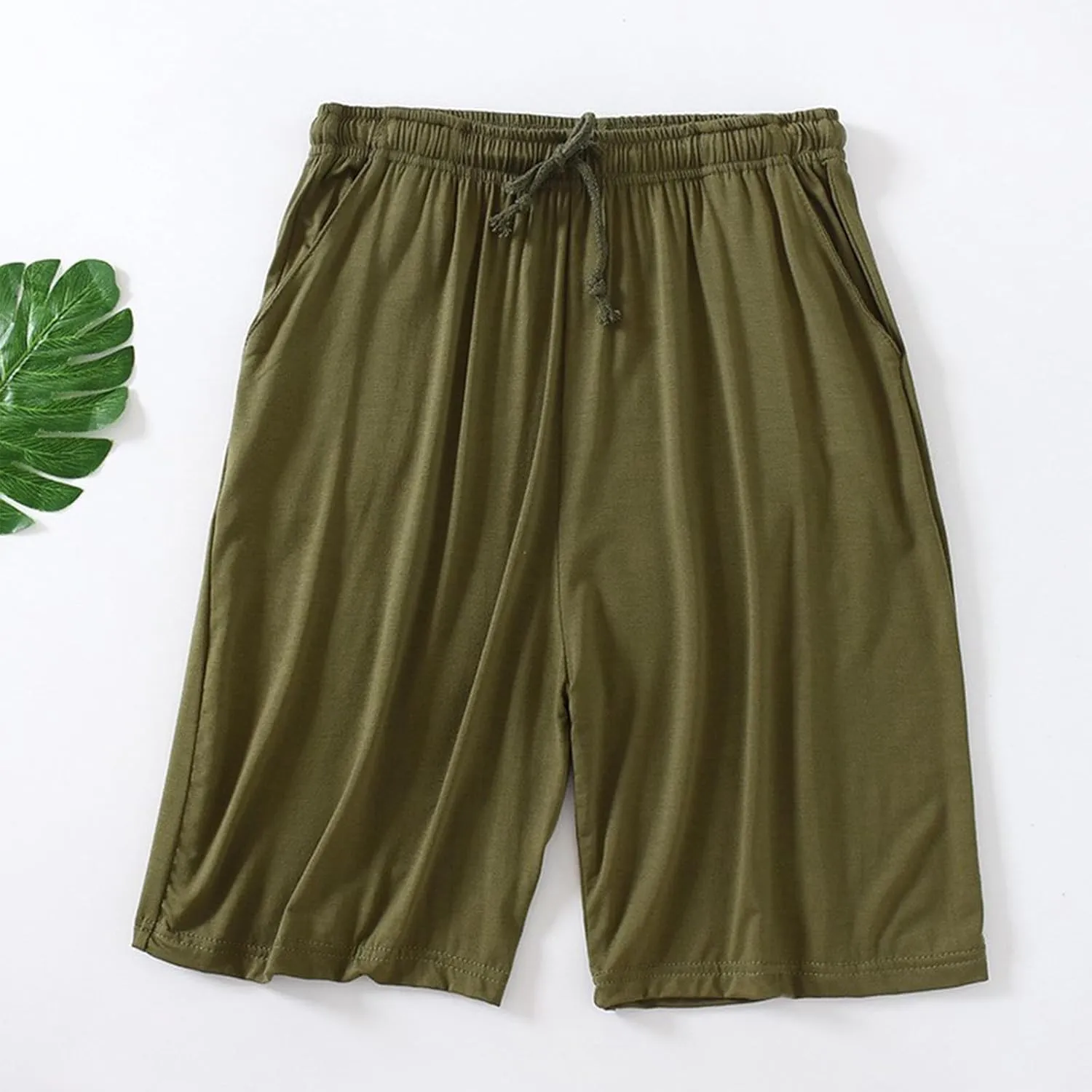 Cotton Mens Casual Shorts Elastic Waist Drawstring Lounge Shorts for Summer or Daily Comfort(Available in Plus Size)