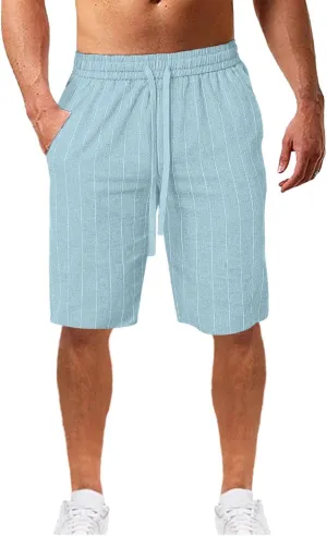 CRNTCEM Mens Cotton Linen Shorts Casual Lightweight Surfing Boardshort Pocket Drawstring Outdoor Travel Beach Yoga Shorts