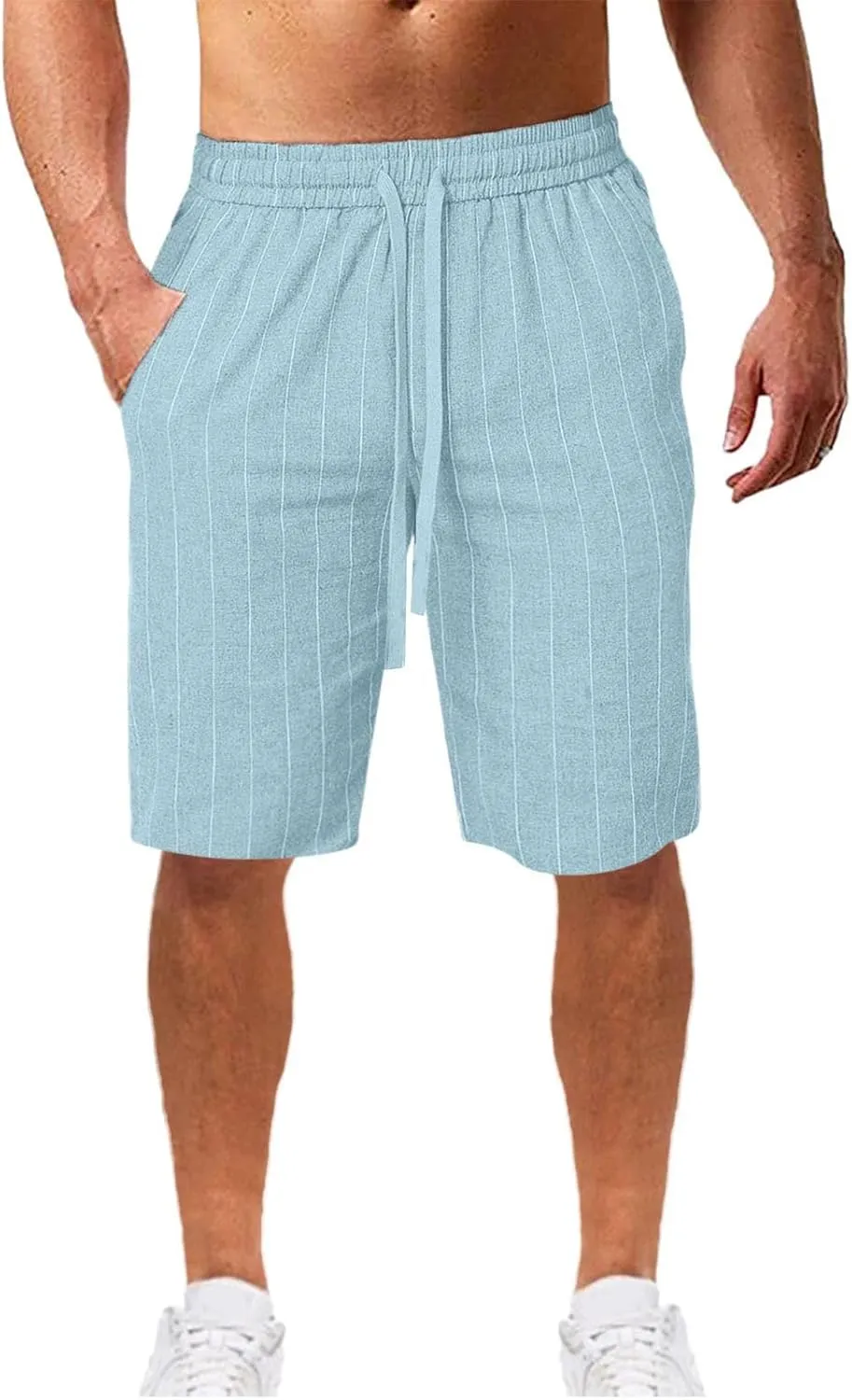 CRNTCEM Mens Cotton Linen Shorts Casual Lightweight Surfing Boardshort Pocket Drawstring Outdoor Travel Beach Yoga Shorts