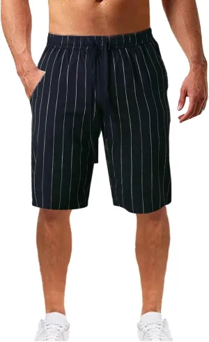CRNTCEM Mens Cotton Linen Shorts Casual Lightweight Surfing Boardshort Pocket Drawstring Outdoor Travel Beach Yoga Shorts