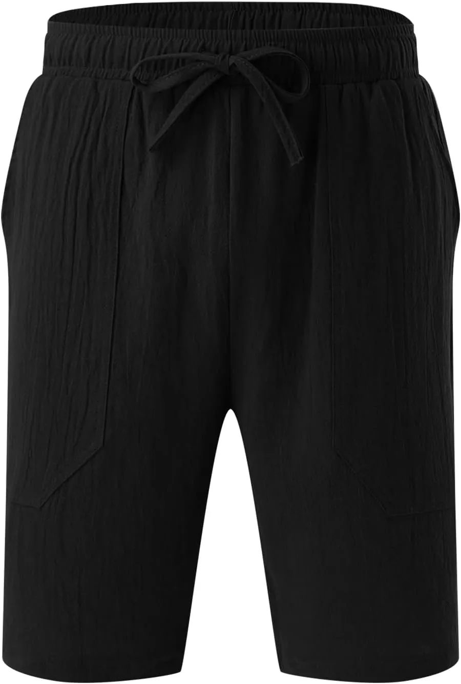CRNTCEM Mens Lightweight Cotton Linen Shorts Drawstring Summer Travel Beach Shorts Loose Outdoor Casual Sports Golf Shorts