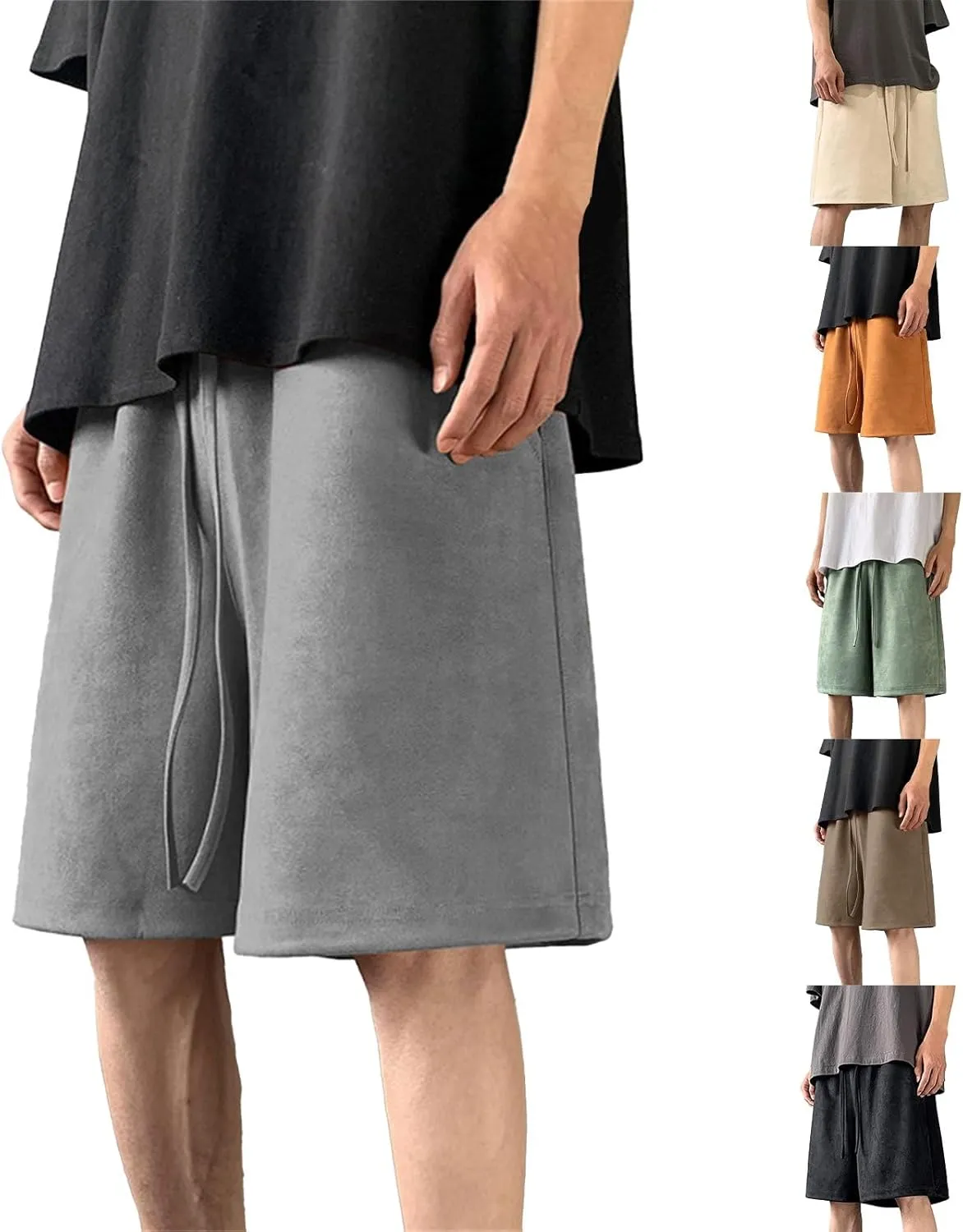 CRNTCEM Men's Lightweight Lounge Shorts Drawstring Outdoor Hiking Workout Shorts Summer Baggy Athletic Beach Yoga Shorts