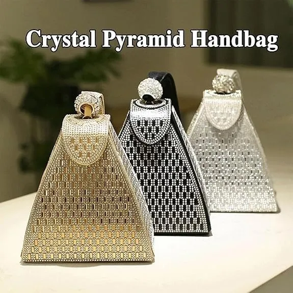 Crystal Pyramid Handbag, Rhinestones Luxury Evening Bags, Fashion Evening Handbag Purse, Cocktail Wedding Engagement Bag