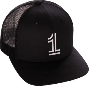 Daxton Team Numbers Structured Trucker Mesh Hat Mid Profile Cap, Black Black