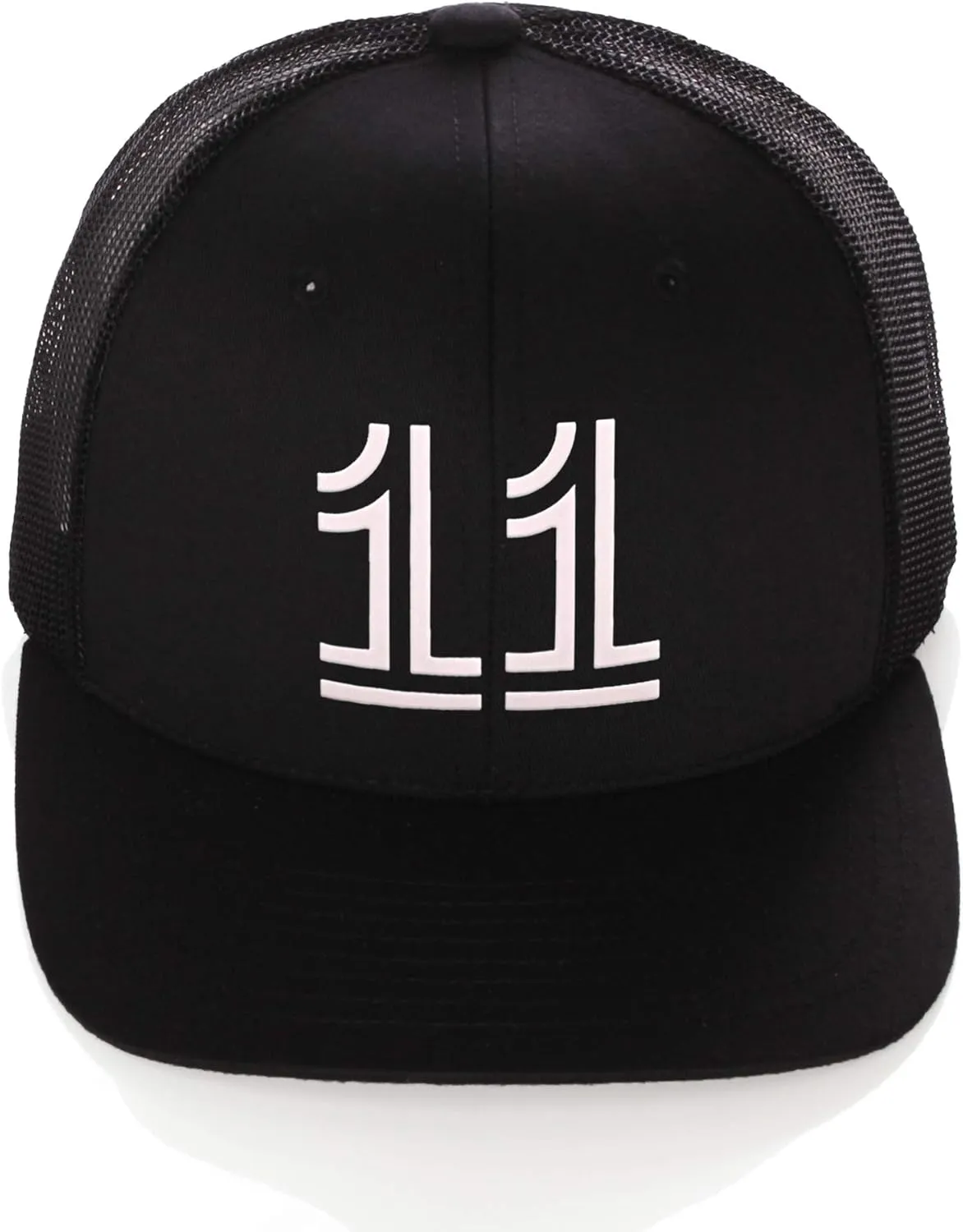 Daxton Team Numbers Structured Trucker Mesh Hat Mid Profile Cap, Black Black