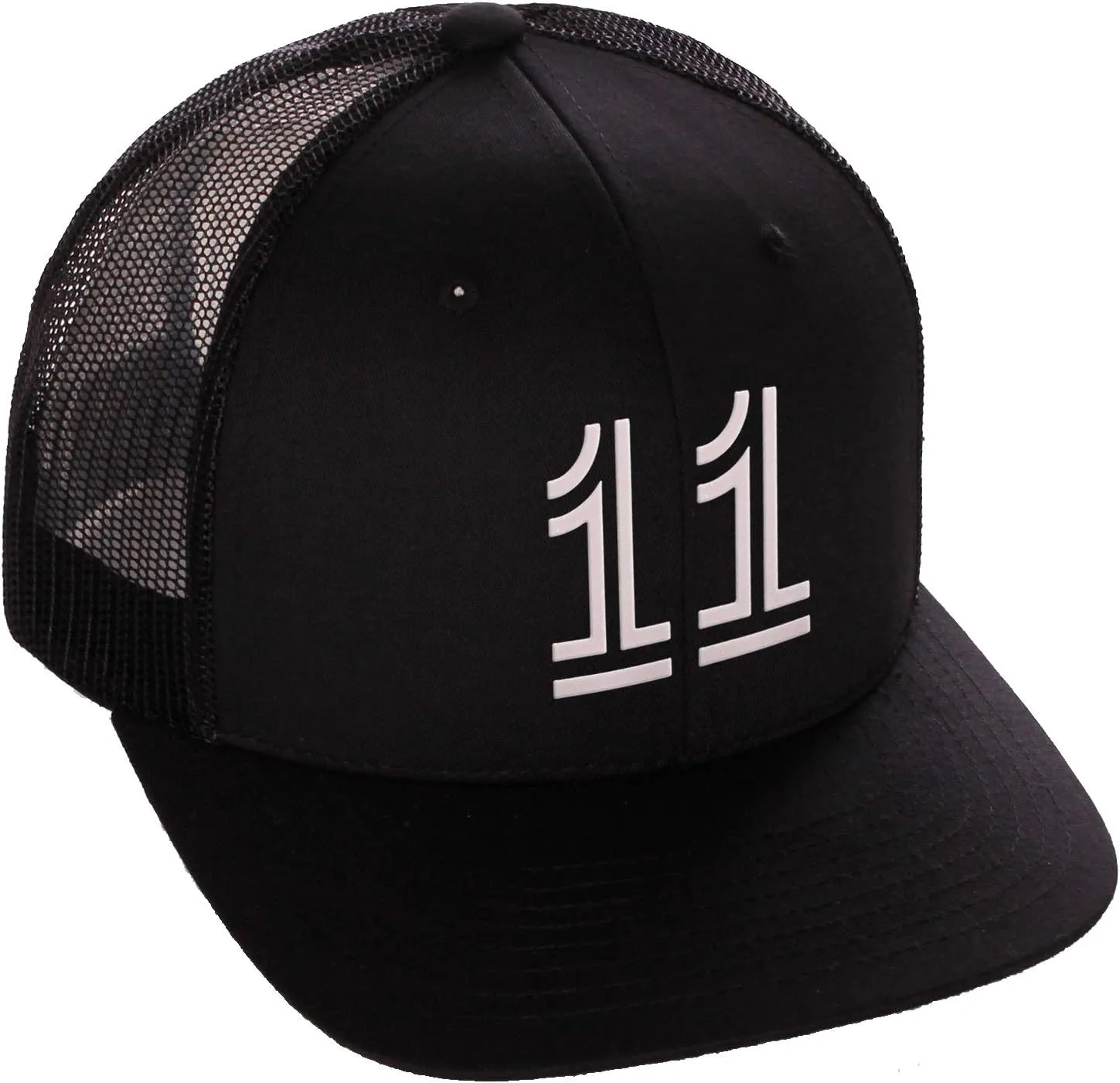 Daxton Team Numbers Structured Trucker Mesh Hat Mid Profile Cap, Black Black