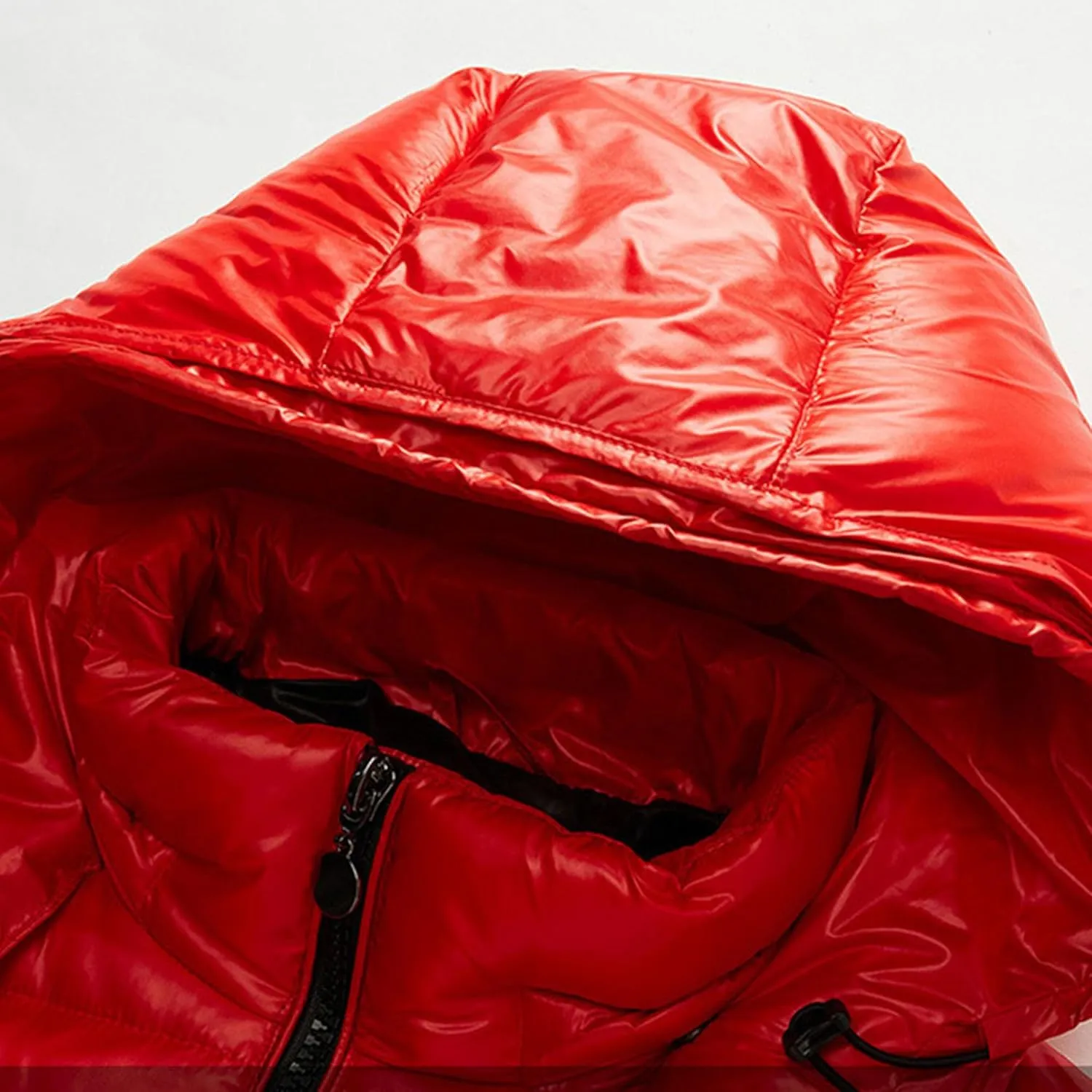 DGHM-JLMY Men's Hooded Padded Glossy Down Jacket Winter Detachable Collar Puffer Jacket Thick Warm Metallic Hood Padded Coats