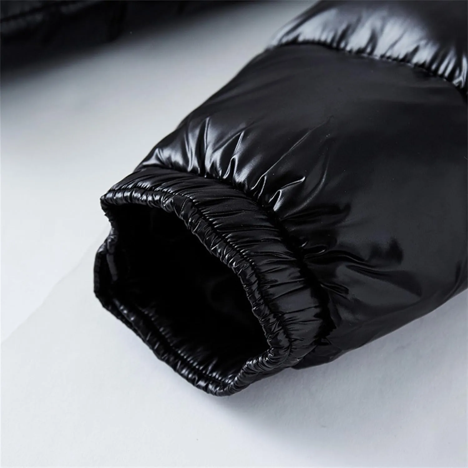 DGHM-JLMY Men's Hooded Padded Glossy Down Jacket Winter Detachable Collar Puffer Jacket Thick Warm Metallic Hood Padded Coats
