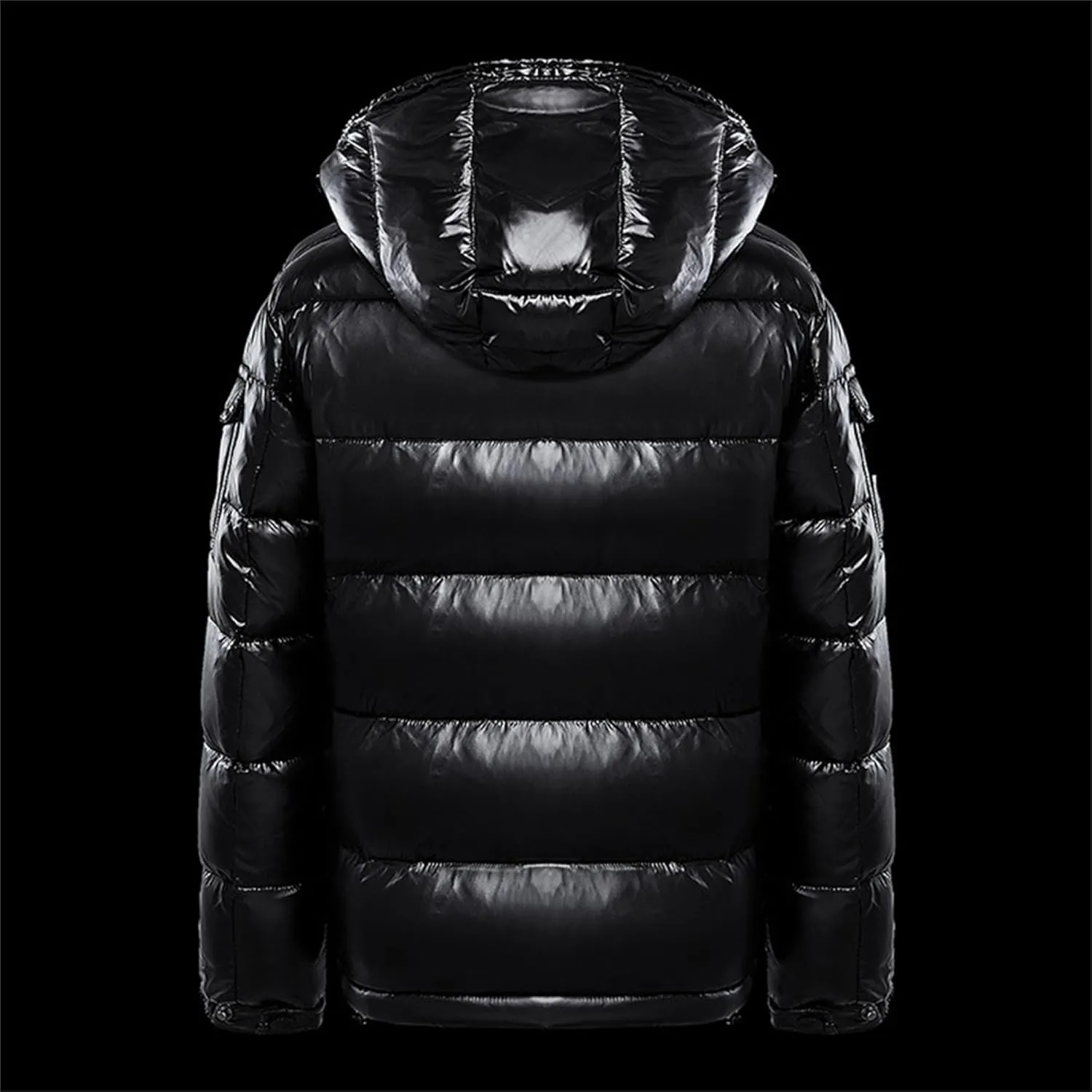 DGHM-JLMY Men's Hooded Padded Glossy Down Jacket Winter Detachable Collar Puffer Jacket Thick Warm Metallic Hood Padded Coats
