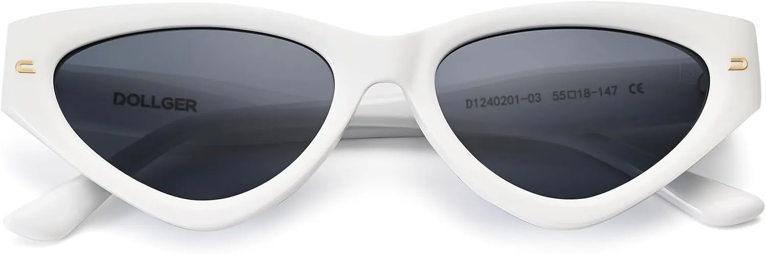 Dollger Polarized Cat Eye Sunglasses Women Men Vintage Triangle Retro Sunglasses Small Cateye Trendy Shades