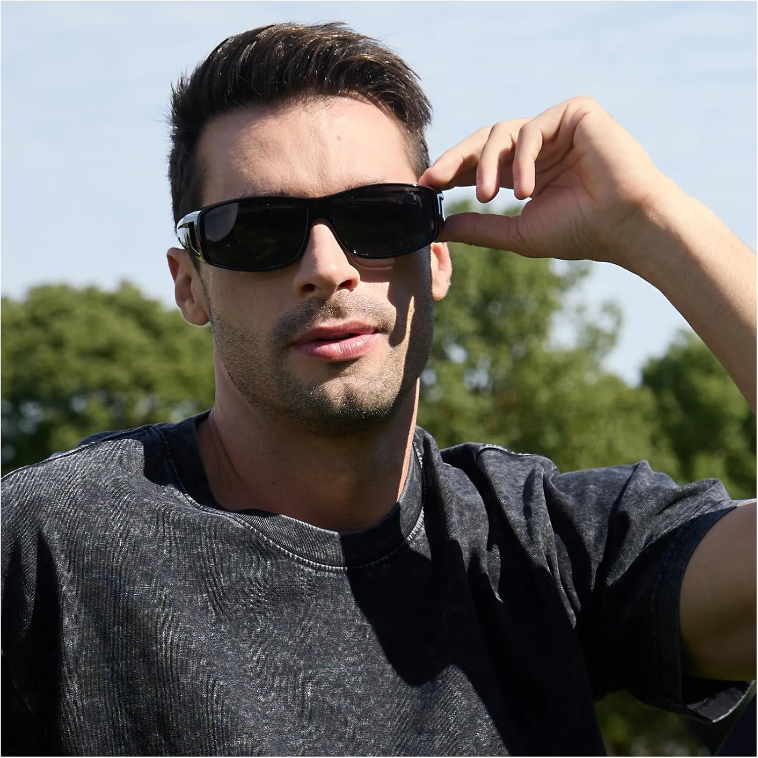 DUCO Fit Over Sunglasses for Men and Women Polarized UV400 Protection Wrap Around Driving Oversized Shades DC8968