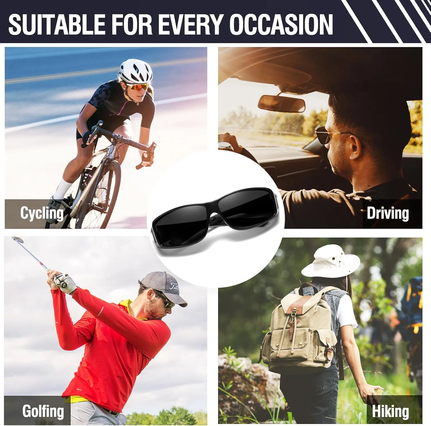 DUCO Fit Over Sunglasses for Men and Women Polarized UV400 Protection Wrap Around Driving Oversized Shades DC8968