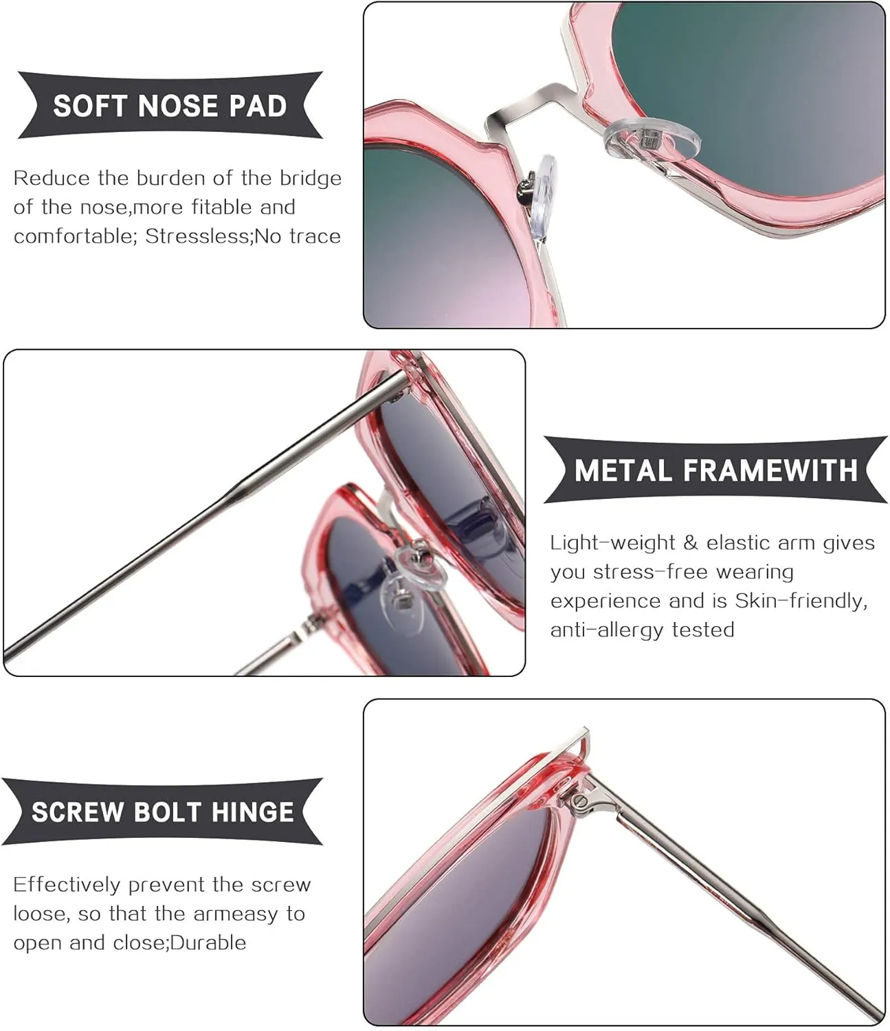 DUCO Vintage Square Cat Eye Sunglasses for Women Meatl Frame Polarized Sun Glasses UV Protection W001