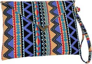 Envelope Clutch Bag for Women Ethnic Style Handbag Folded Canvas Purse