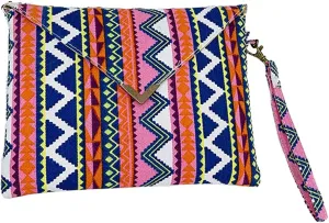 Envelope Clutch Bag for Women Ethnic Style Handbag Folded Canvas Purse