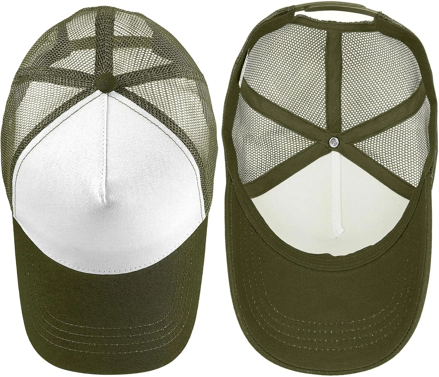 Falari 5-Panel Mesh Baseball Cap, Trucker Hat, Structured Plain Design, Cotton, Adjustable Size