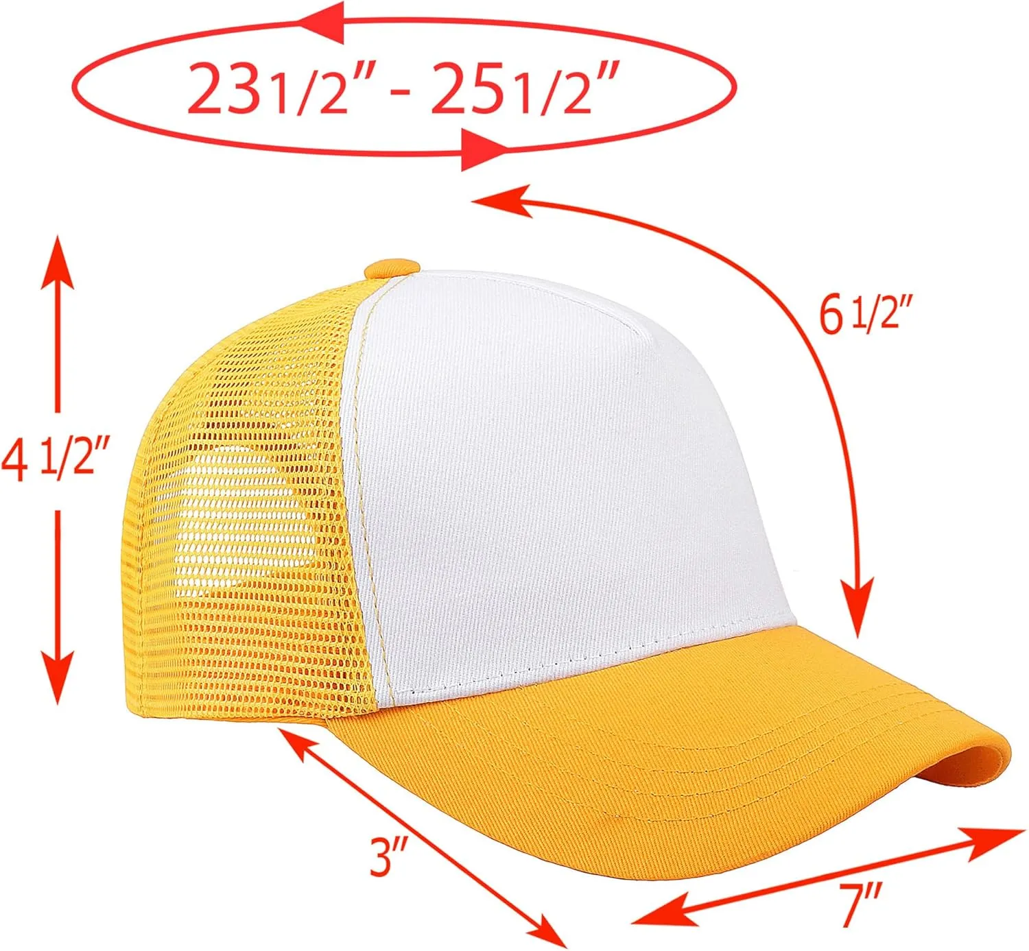 Falari 5-Panel Mesh Baseball Cap, Trucker Hat, Structured Plain Design, Cotton, Adjustable Size