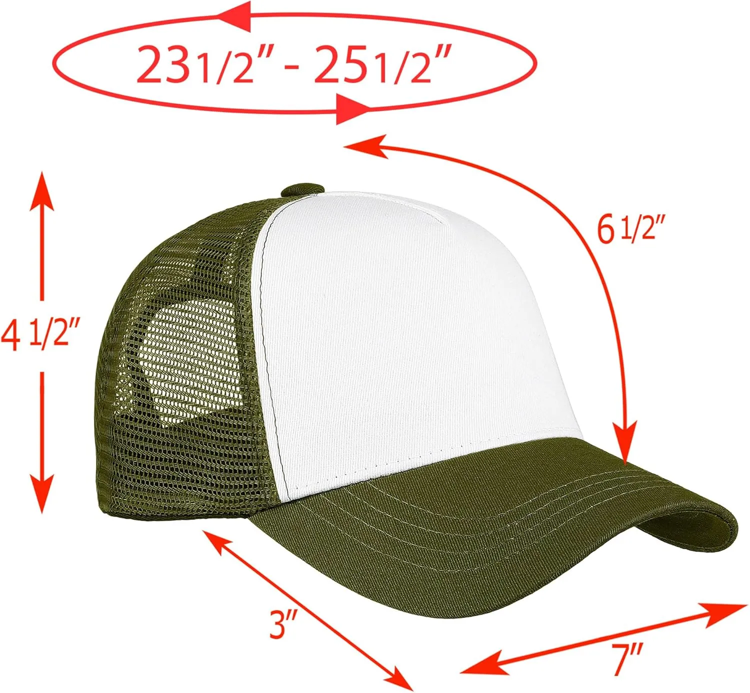 Falari 5-Panel Mesh Baseball Cap, Trucker Hat, Structured Plain Design, Cotton, Adjustable Size