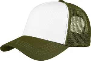 Falari 5-Panel Mesh Baseball Cap, Trucker Hat, Structured Plain Design, Cotton, Adjustable Size
