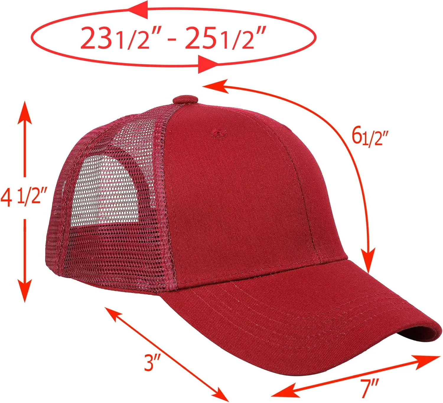 Falari Trucker Hat Baseball Cap Structured Plain Design 6 Panel, Adjustable Size
