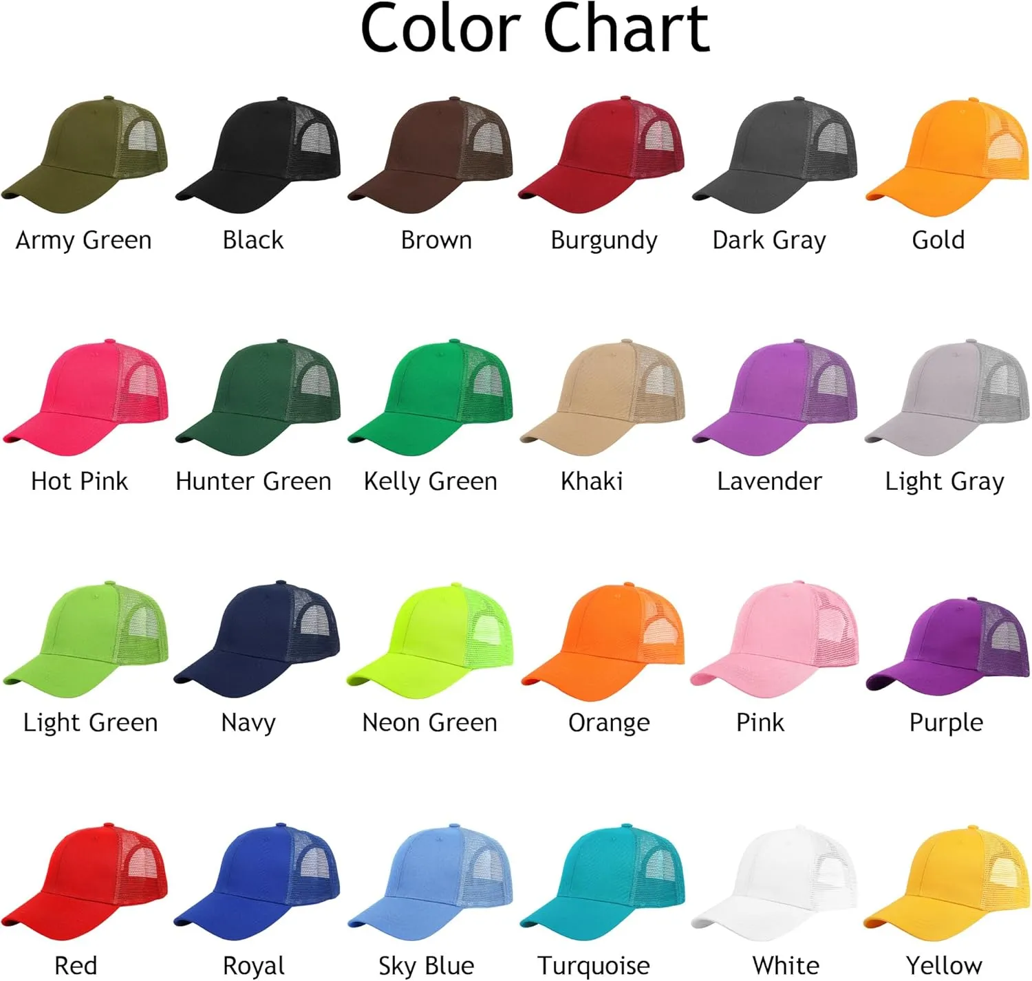 Falari Trucker Hat Baseball Cap Structured Plain Design 6 Panel, Adjustable Size