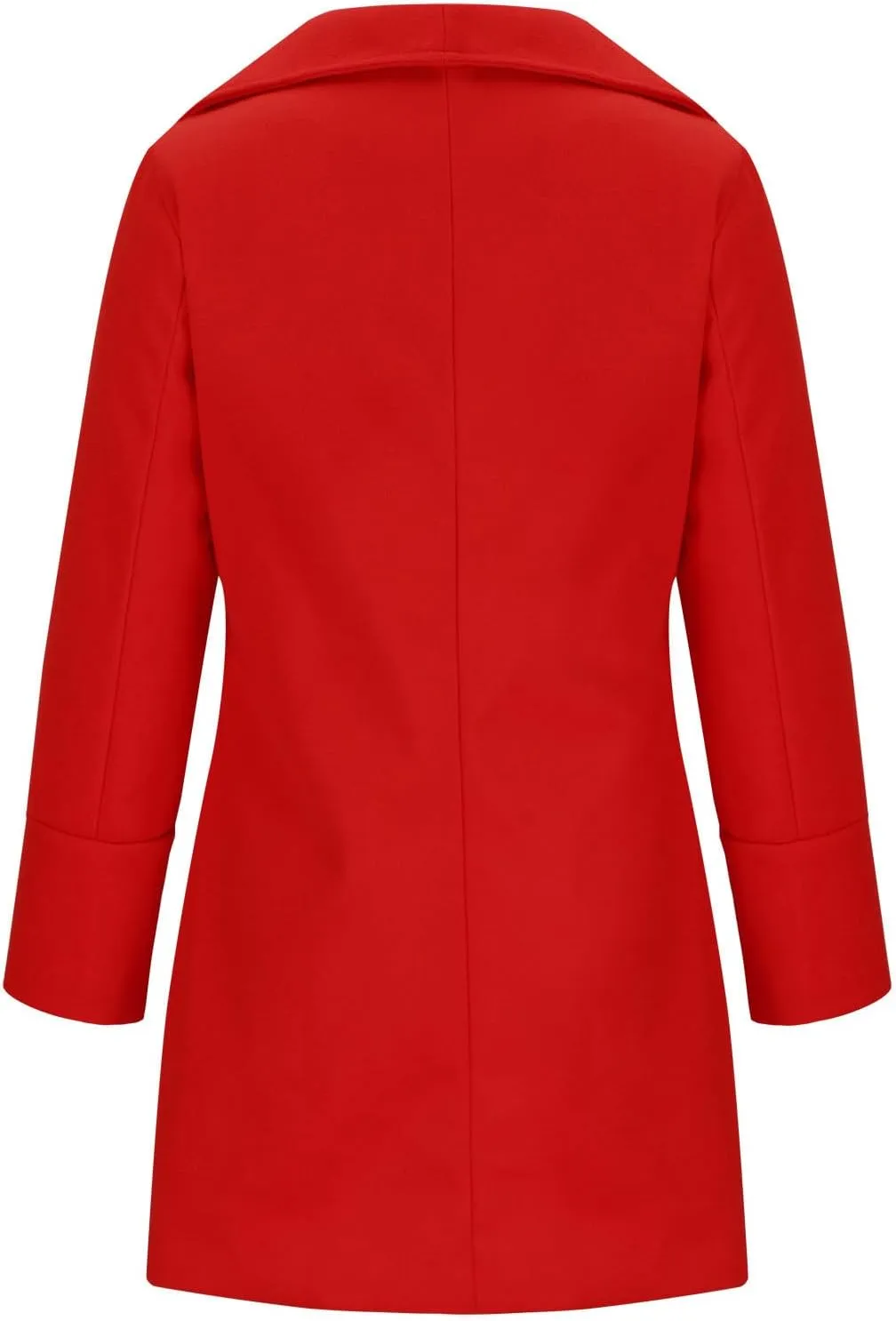 fartey 2024 Womens Winter Coats Casual Notch Lapel Mid-Long Trench Coat Wool Blend Warm Soft Pea Coat With Pockets