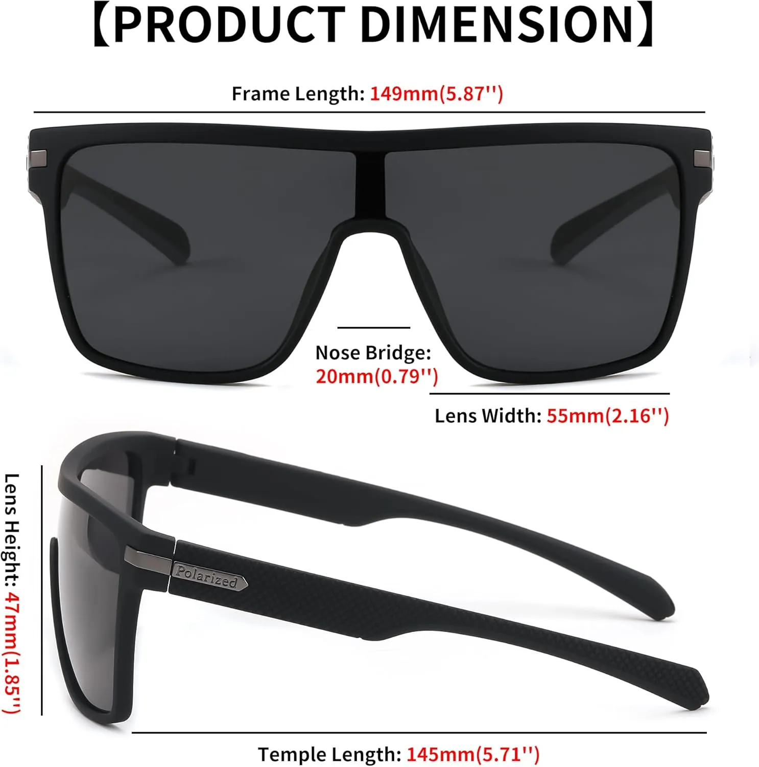 FEISEDY Flat Top TR90 Polarized Sports Sunglasses Trendy Oversized Square Shades Women Men UV400 B0104