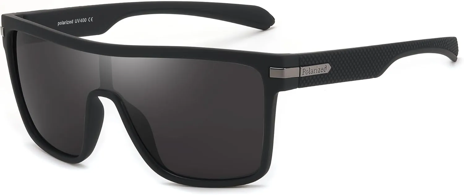 FEISEDY Flat Top TR90 Polarized Sports Sunglasses Trendy Oversized Square Shades Women Men UV400 B0104