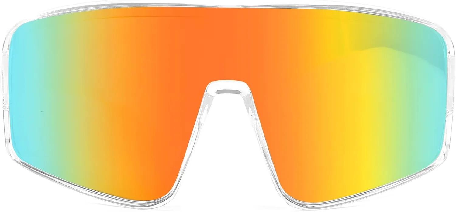 FEISEDY Sports Sunglasses, Polarized Oversized Shield for Women Men Youth, Baseball Cycling Running Outdoor Visor B2988