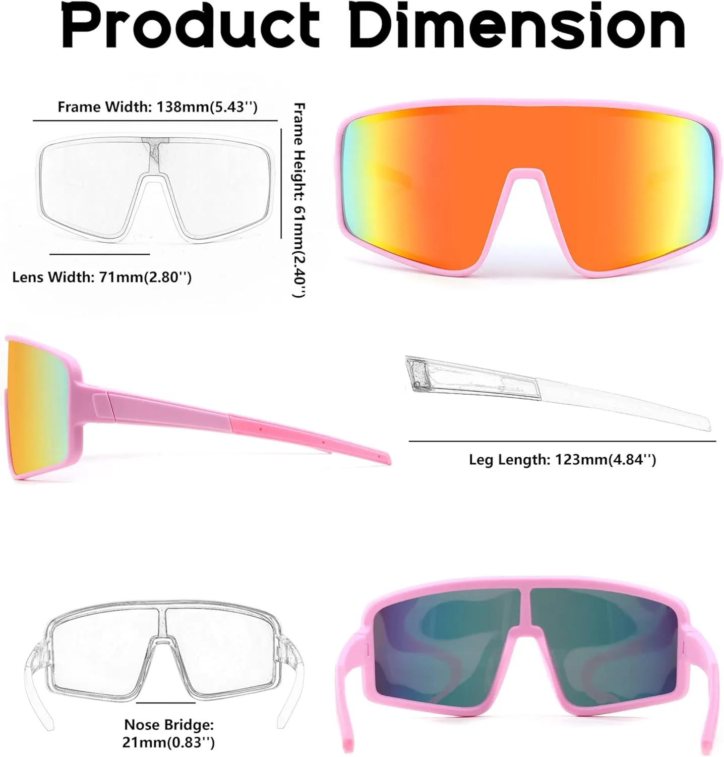 FEISEDY Sports Sunglasses, Polarized Oversized Shield for Women Men Youth, Baseball Cycling Running Outdoor Visor B2988