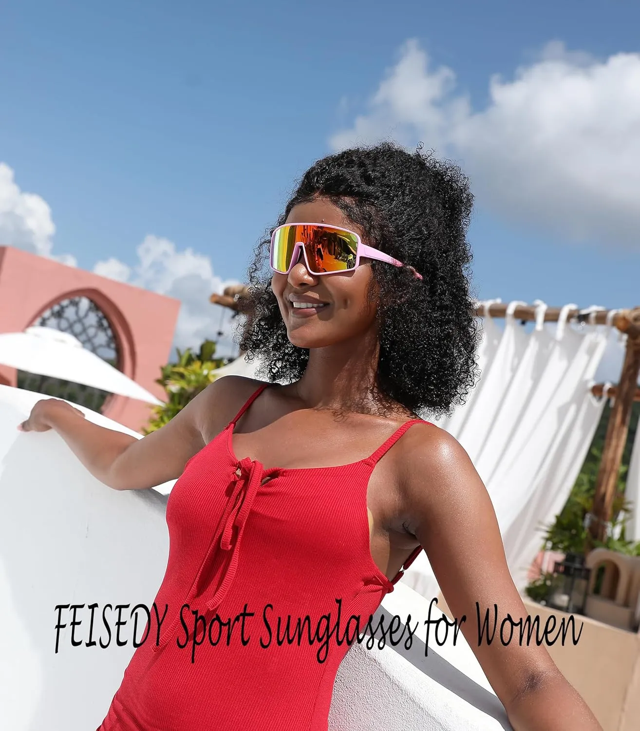 FEISEDY Sports Sunglasses, Polarized Oversized Shield for Women Men Youth, Baseball Cycling Running Outdoor Visor B2988
