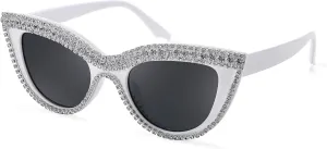FEISEDY Women Oversized Diamond Sunglasses Fashion Cat Eye Rhinestone Sunglasses Jeweled Frame Costume Party B2360