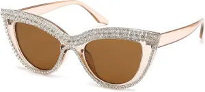 FEISEDY Women Oversized Diamond Sunglasses Fashion Cat Eye Rhinestone Sunglasses Jeweled Frame Costume Party B2360