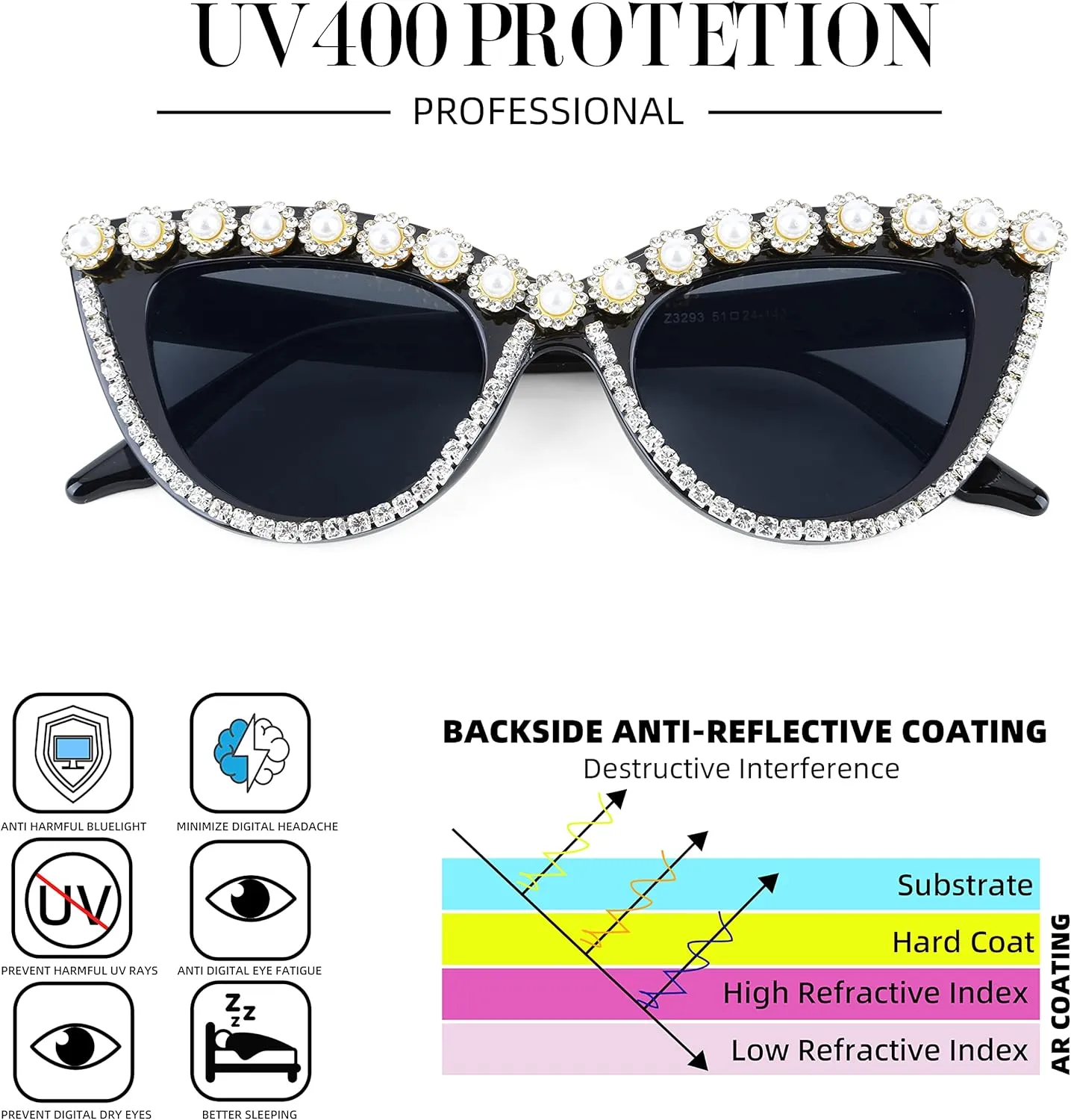 FEISEDY Women Oversized Diamond Sunglasses Fashion Cat Eye Rhinestone Sunglasses Jeweled Frame Costume Party B2360