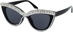 FEISEDY Women Oversized Diamond Sunglasses Fashion Cat Eye Rhinestone Sunglasses Jeweled Frame Costume Party B2360