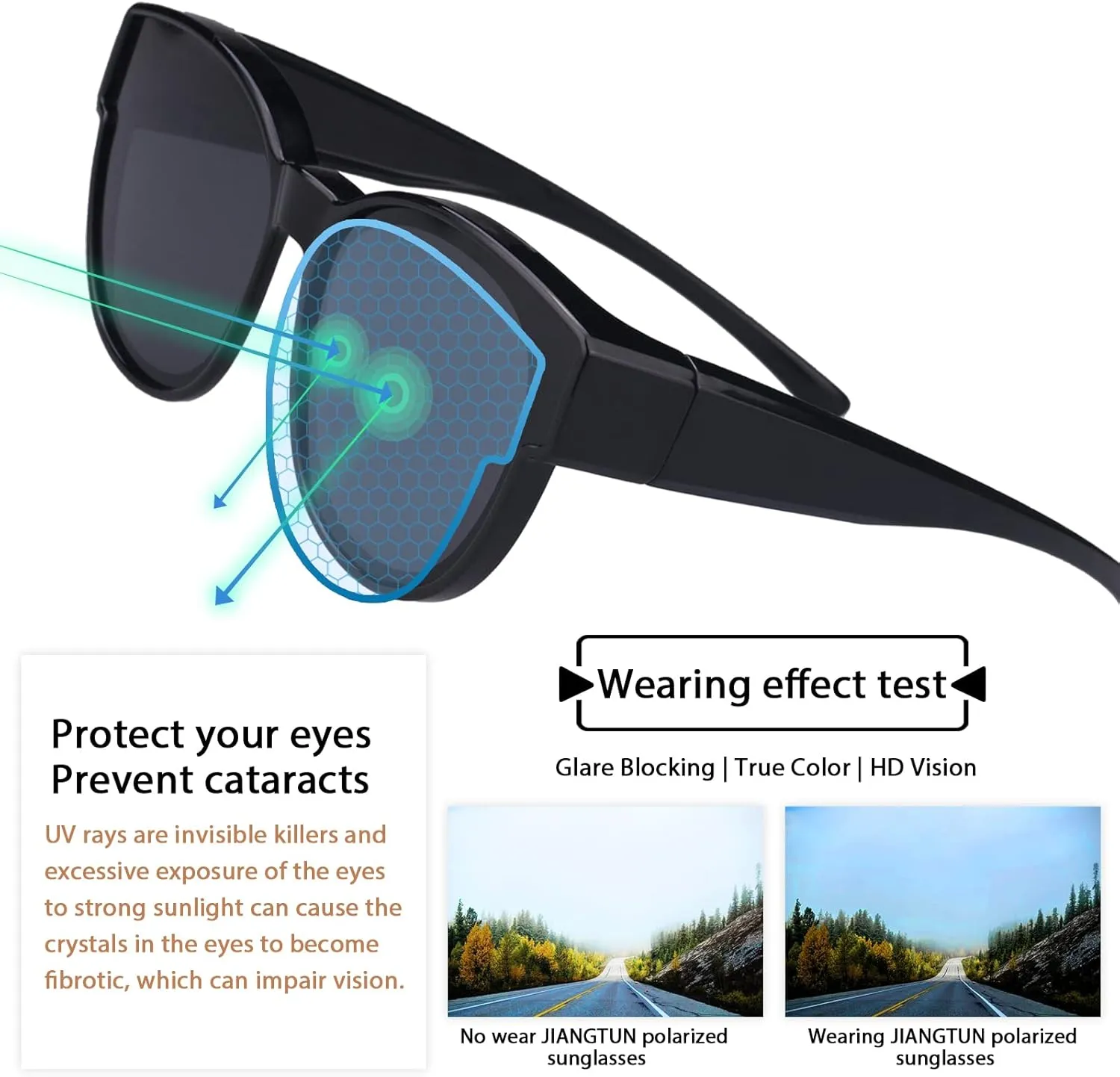 Fit Over the Glass Sunglasses Warp Around OverSized Polarized Sun Glasses UV Protection