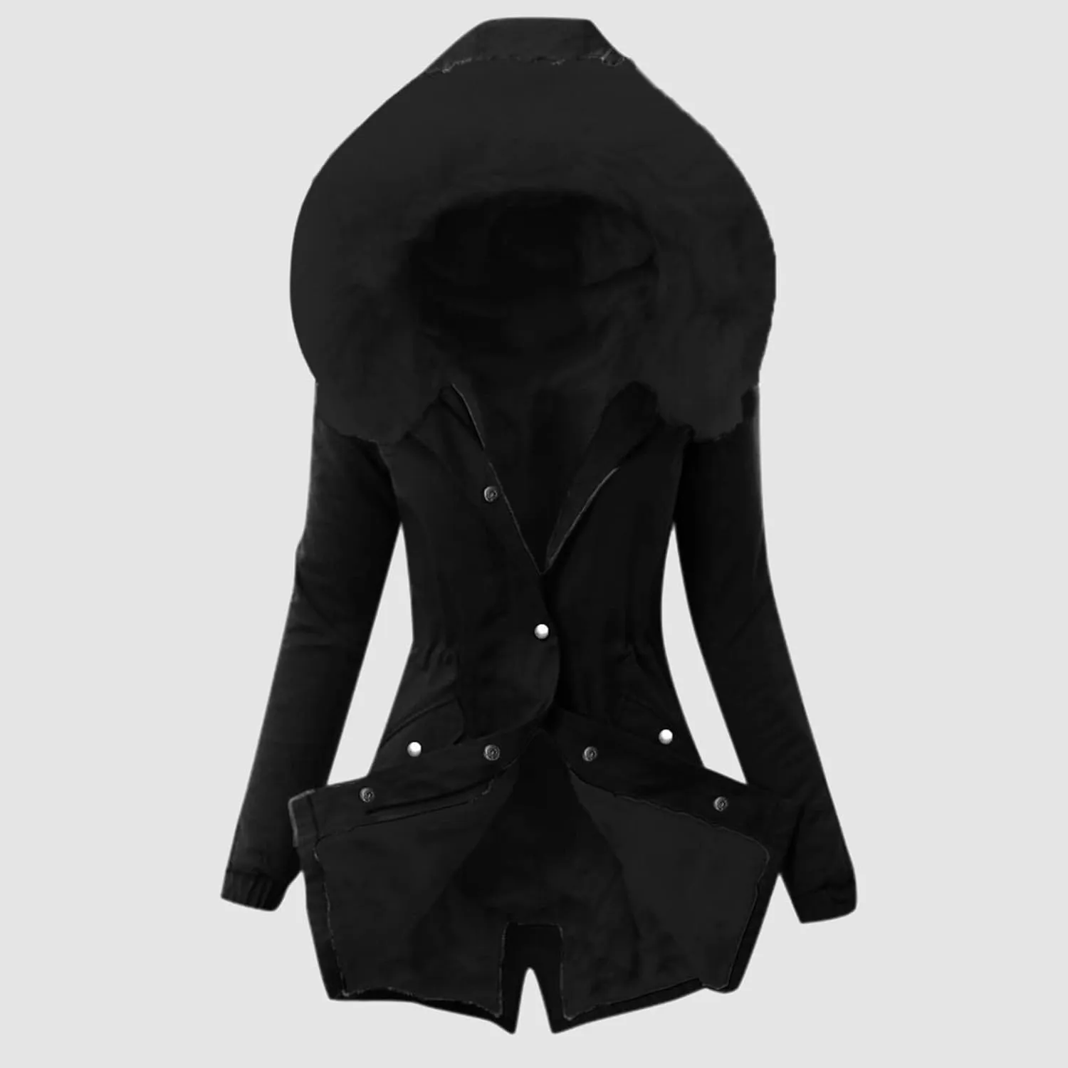 Fleece Lined Parka Coat Coat Lapel Collar Long Sleeve Jacket Vintage Thicken Coat Jacket Womens Winter Quilted