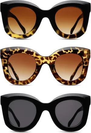 Frienda 3 Pieces Butterfly Sunglasses Oversized Cat Eye Sunglasses Vintage Retro Eyewear for Women