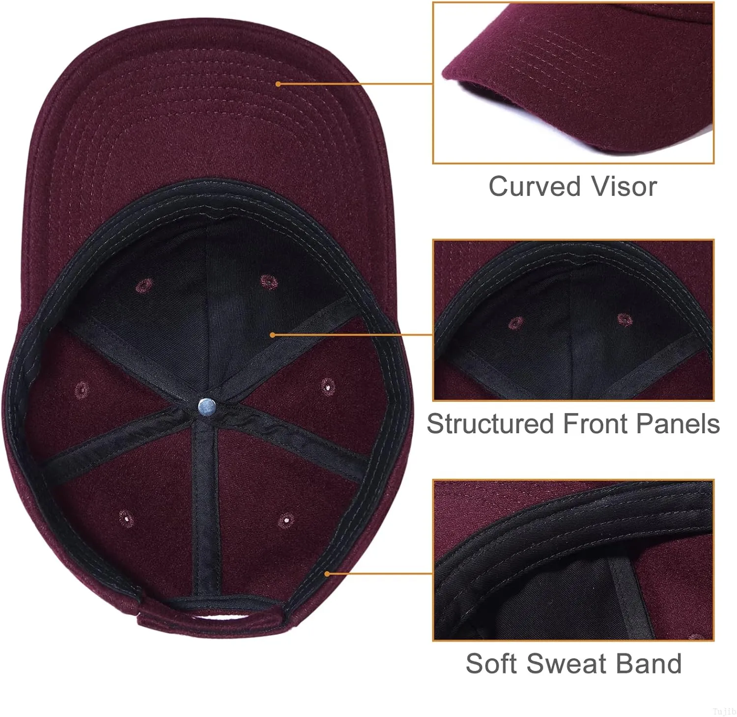 GADIEMKENSD Winter Baseball Caps Structured Wool Blend Hat