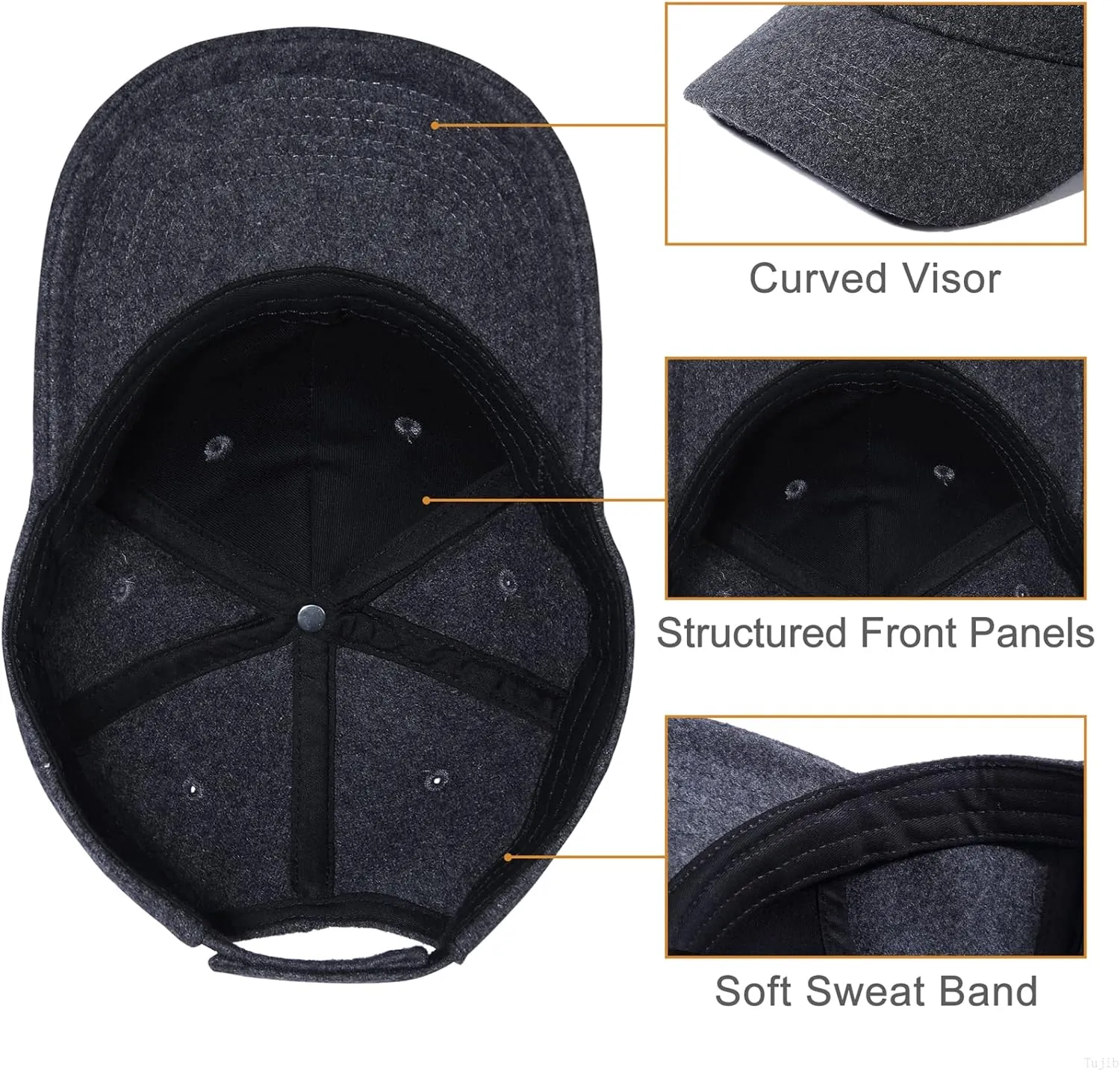 GADIEMKENSD Winter Baseball Caps Structured Wool Blend Hat