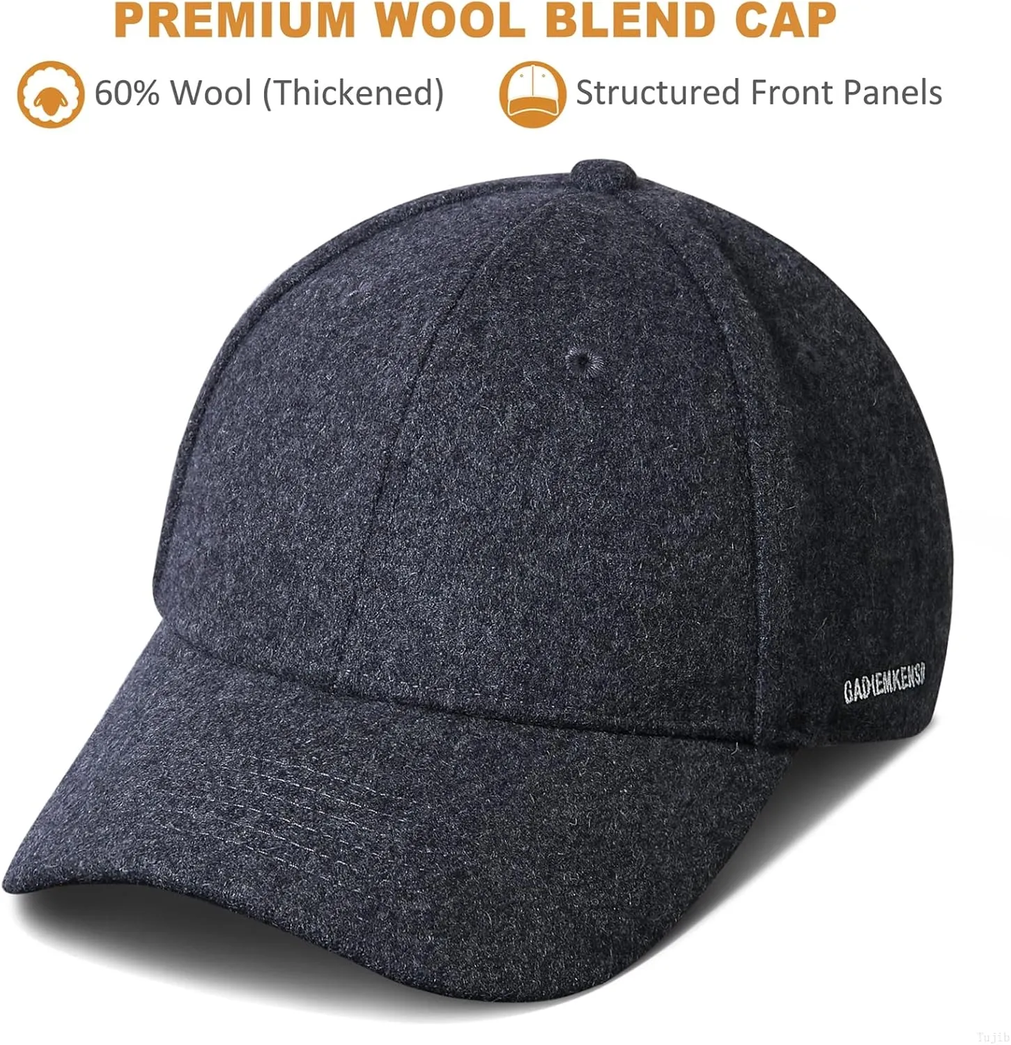 GADIEMKENSD Winter Baseball Caps Structured Wool Blend Hat