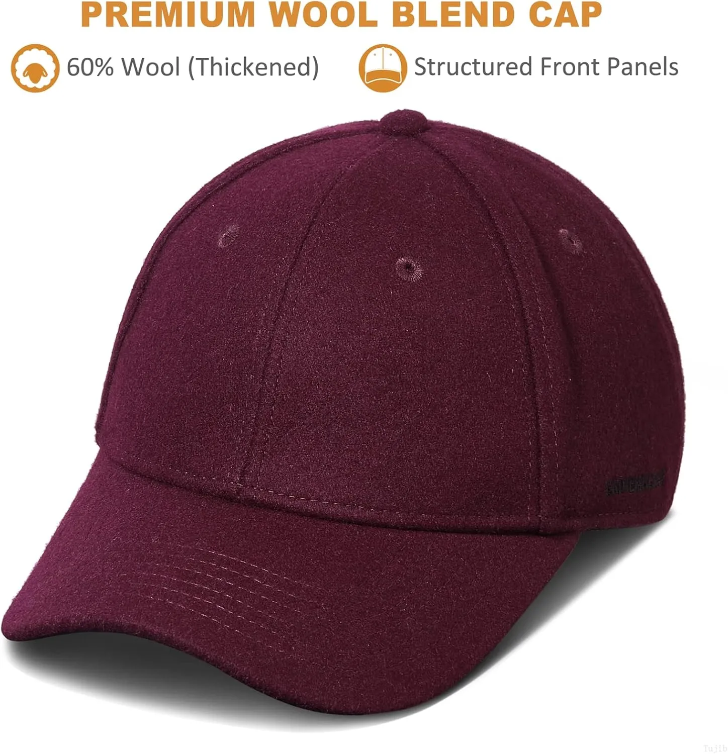 GADIEMKENSD Winter Baseball Caps Structured Wool Blend Hat
