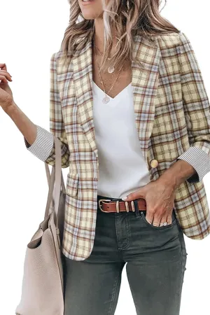 Genhoo Blazer Jackets for Women Open Front Long Sleeve Work Office Casual Blazers with Pockets S-2XL