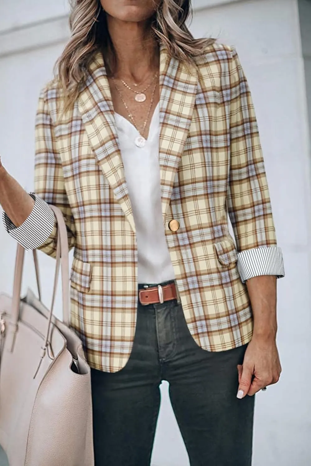 Genhoo Blazer Jackets for Women Open Front Long Sleeve Work Office Casual Blazers with Pockets S-2XL