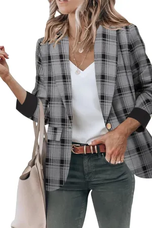 Genhoo Blazer Jackets for Women with Pockets Open Front Long Sleeve Casual Work Office Blazers