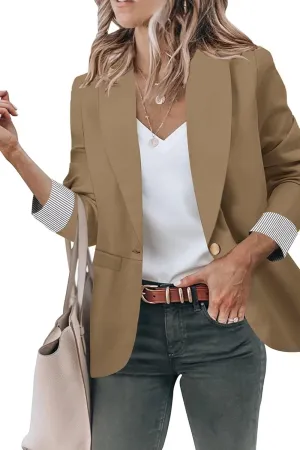 Genhoo Blazer Jackets for Women with Pockets Open Front Long Sleeve Casual Work Office Blazers