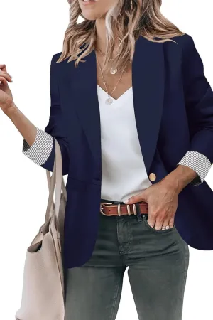 Genhoo Blazer Jackets for Women with Pockets Open Front Long Sleeve Casual Work Office Blazers
