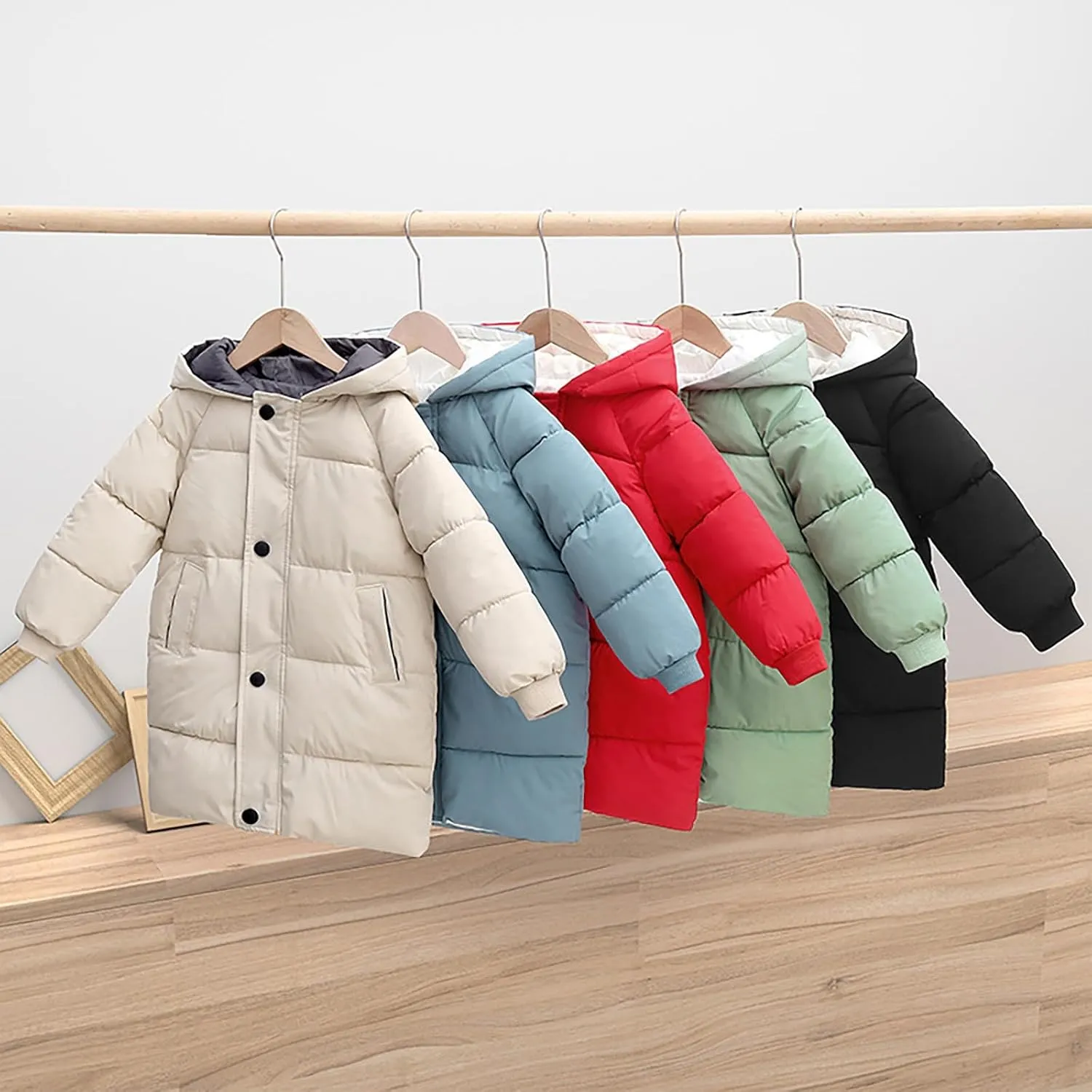 Girls Boys Kids Toddler Long Parka Down Winter Coats Puffer Ski Jacket Down Bubble Windproof Coat with Hood