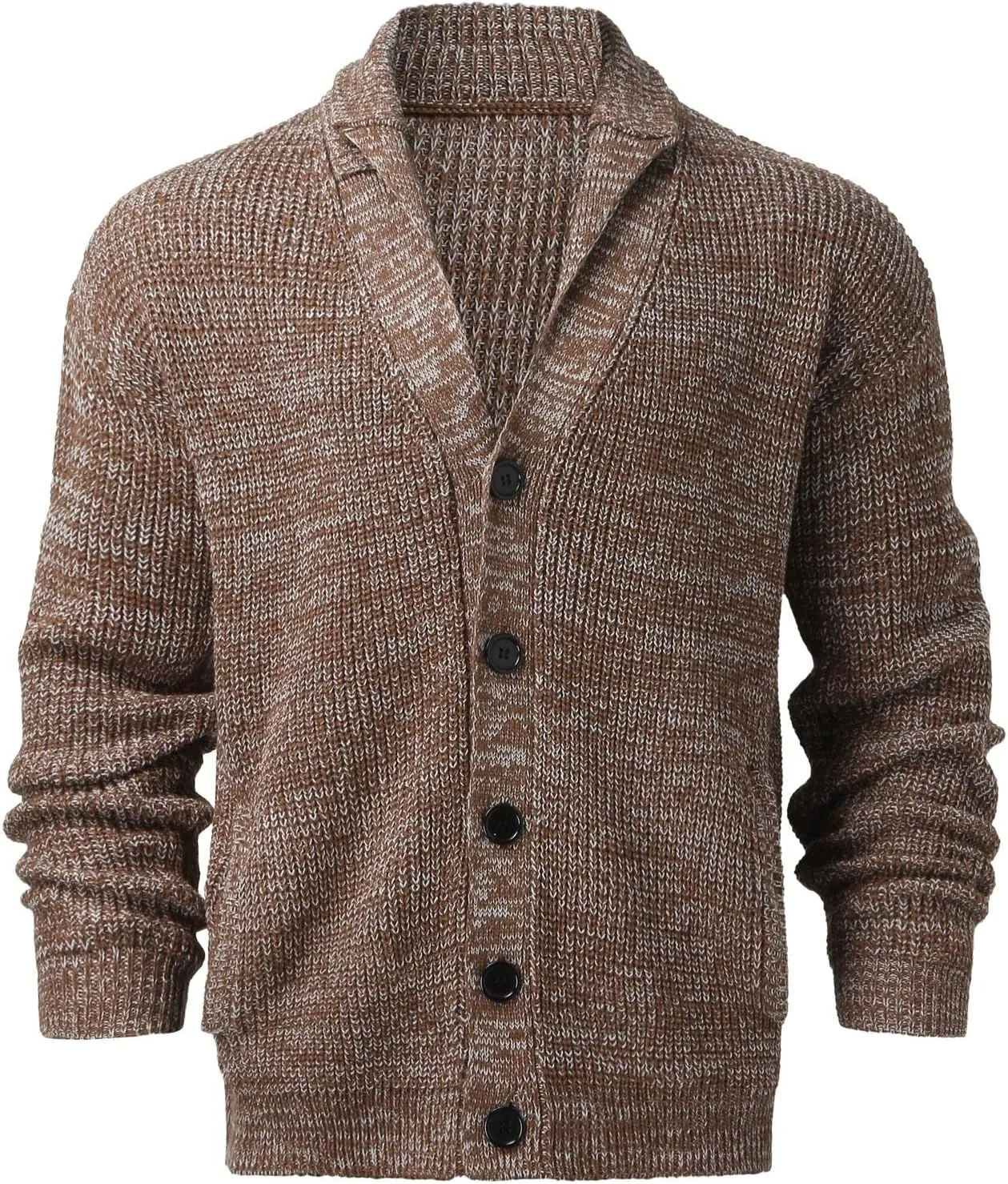 GOKKILRW Men's Shawl Collar Cardigan Sweater 2023 Fall Winter Long Sleeve Button Down Cable Knitted Sweater Jacket Outerwear