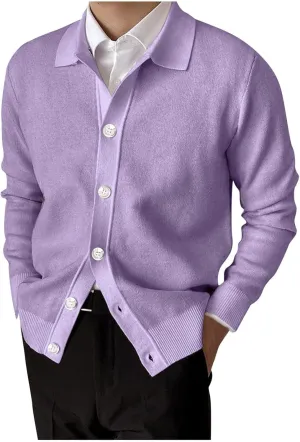 GOKKILRW Mens Shawl Collar Cardigan Sweater Casual Lightweight Soft Warm Button Down Knitted Sweaters Pullover Tops